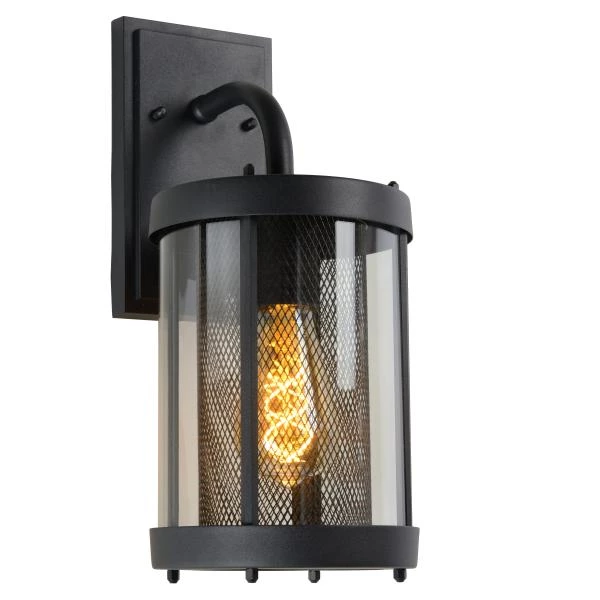 Lucide MAKKUM - Wall light Indoor/Outdoor - 1xE27 - IP23 - Black - detail 1